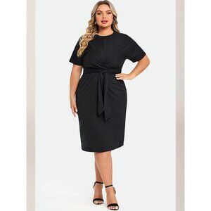 Black Cross Front Flutter Sleeve Dress